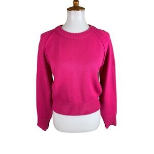 Anthropologie Current Air Hot Pink Knit Sweater Pullover Balloon Sleeve Medium